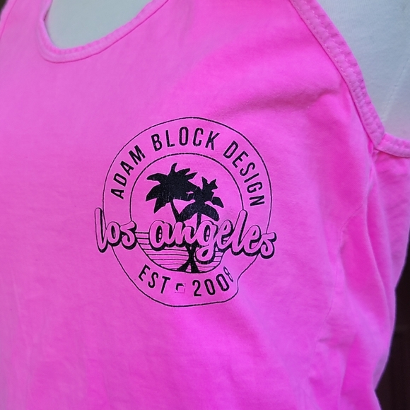 Neon Pink Adam Block Design Tank Top - Picture 4 of 5